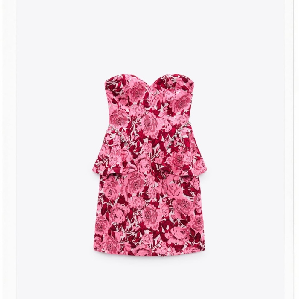 ZARA FLORAL JACQUARD DRESS